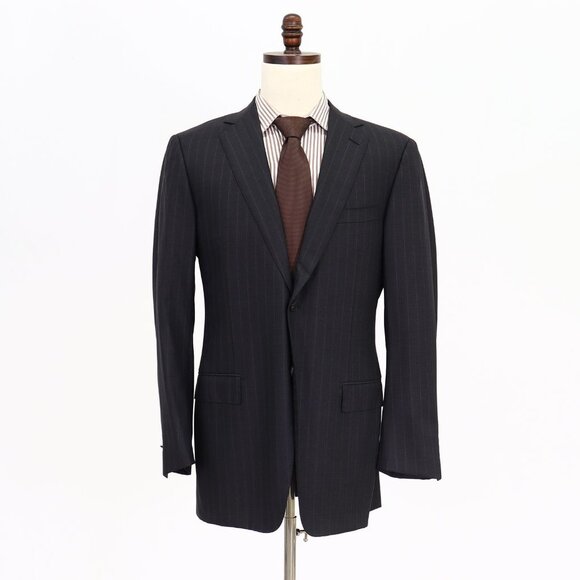 Ermenegildo Zegna 42L Gray Striped Two Button Suit Jacket O666